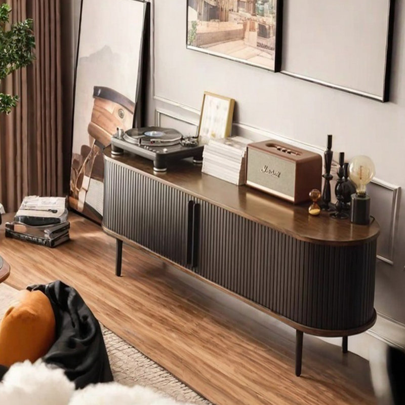 Meuble télé en bois massif au design simple, 59.05''