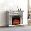 Casmere 80cm Mirrored Glass Electric Fireplace Crushed Diamond Home Decor