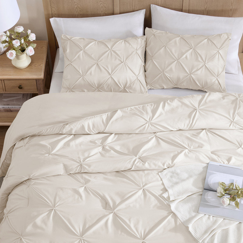 Ensemble d'édredon de 3 pièces en microfibre à nervures Swift Home - couleurs unies et motifs rayés - toutes saisons, durable, facile d'entretien