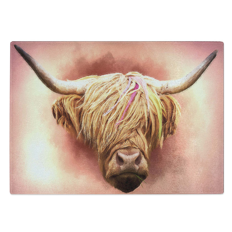 Glass Head of A Highland Cow in Abstract by Adam Bg Chopping Board, 39 cm W x 28.5 cm L