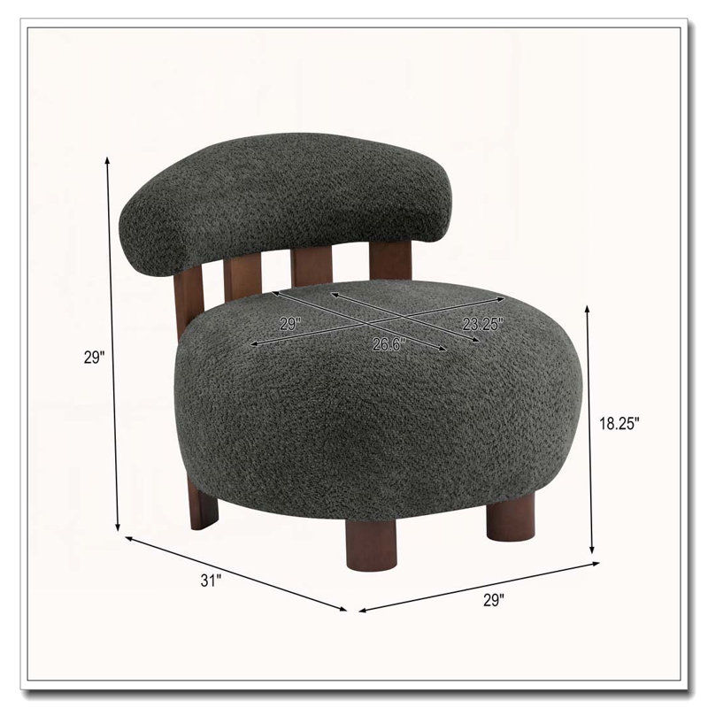 Fauteuil d'appoint en tissu Bouble, Gris foncé
