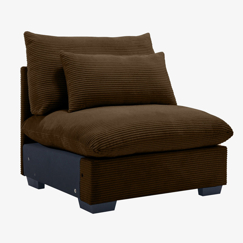 Fauteuil en velours côtelé, Velours côtelé brun