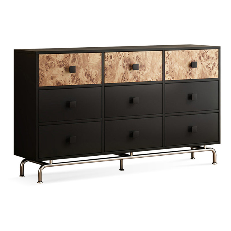 Buffet décoratif rétro en bois manufacturé noir, 62.99