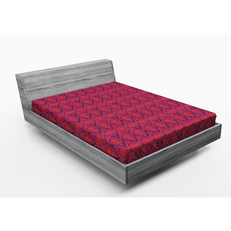 Microfiber Animal Print Fitted Sheet, Full Fitted Sheet, Red Damask
