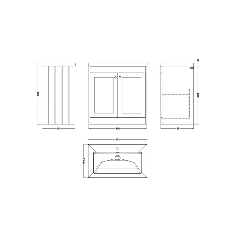 Ashwick Bathroom Vanity, Pebble Grey, 813 cm