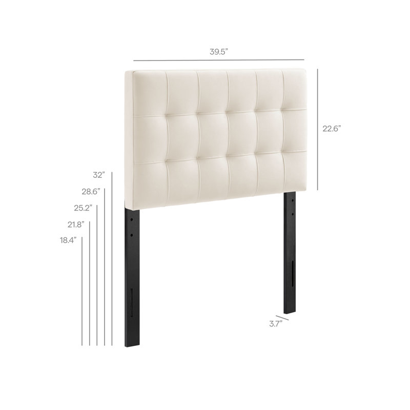 Tête de lit simple en velours résistant aux taches Peyton, Lit simple, Albâtre