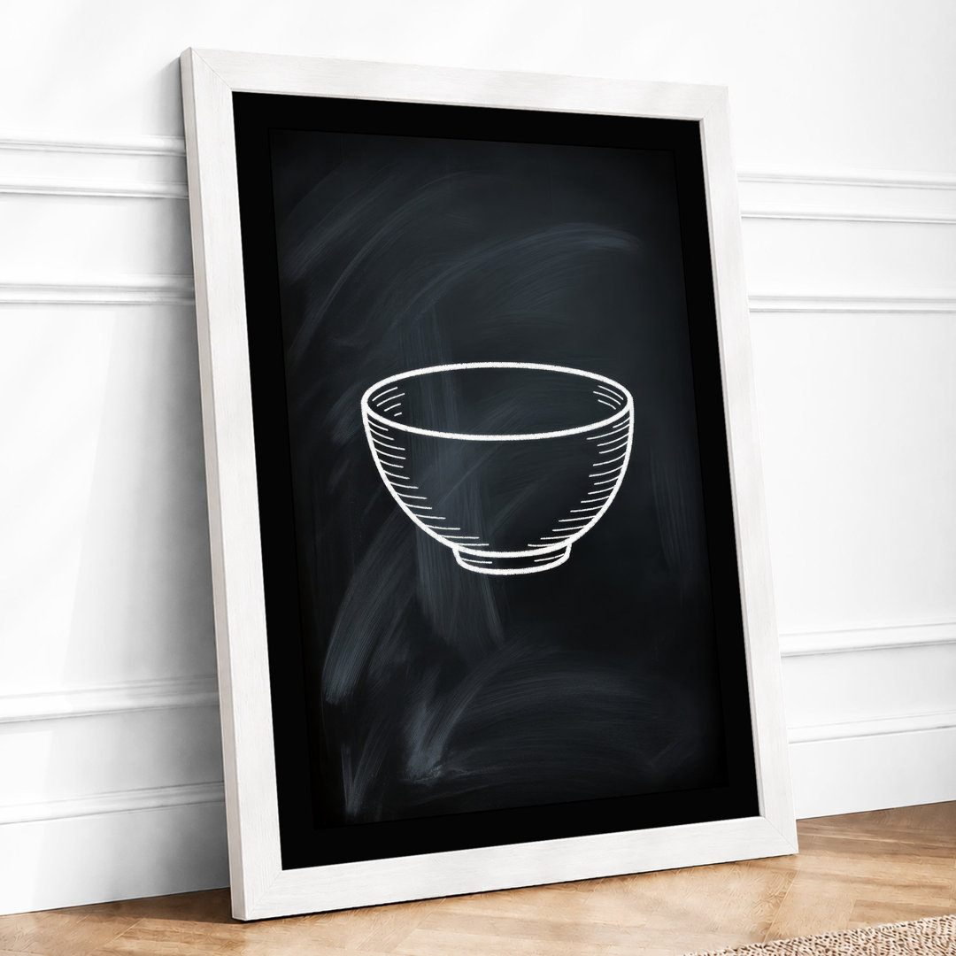 Bowl on Chalkboard Minimalist Framed Art Print