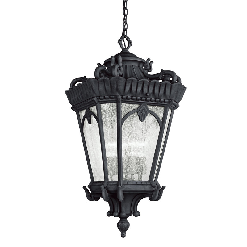 Lanterne suspendue d'extérieur à 4 lumières H 33,5 po Guzzi, Noir texturé