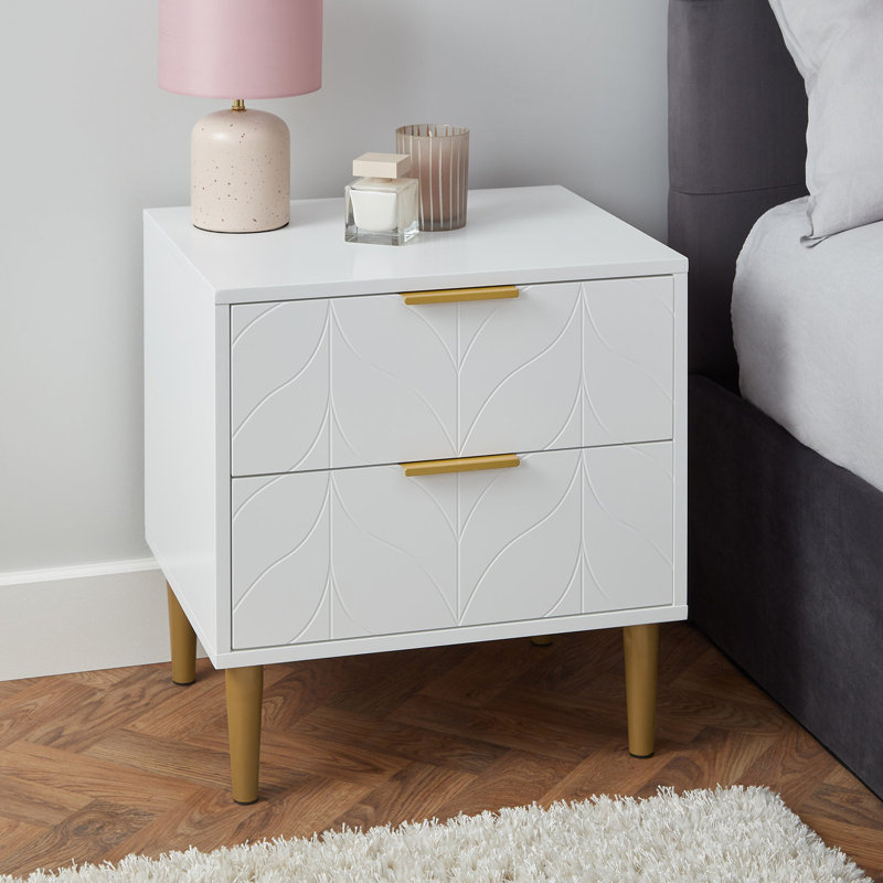 Adams 50cm W Manufactured Wood Bedside Table, White, Individual