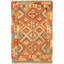 Tapis décoratif en laine de conception unique 4 pi 3 po x 6 pi 5 po noué à la main New Age Ivoire/rouge