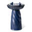 Fontaine de sol d'extérieur 24,75 "en céramique bleu cobalt torsadée avec deux oiseaux, pompe et lumière DEL (KD)