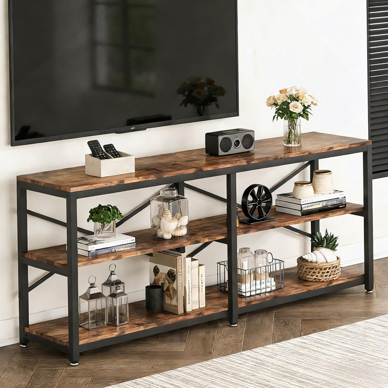 Canapé rustique de style campagnard, table de vestibule à 3 niveaux, console, meuble télé, bibliothèque