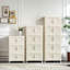 Armoire de rangement en plastique blanc crème avec 3 portes magnétiques et portes pliantes 19,39 po x 11,46 po x 31,1 po pour le salon-1556257784