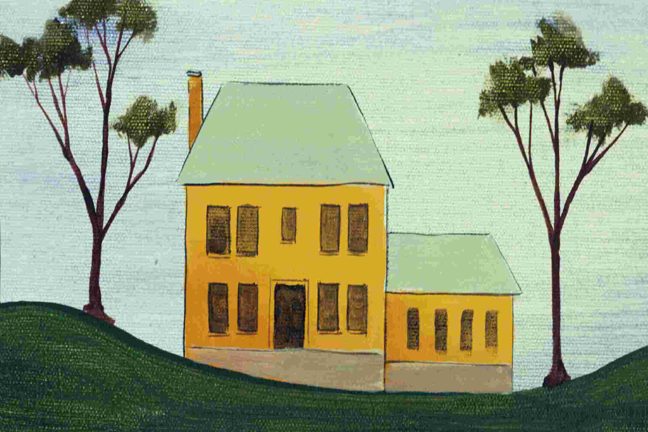 Acrylic Painting Country Farm House 