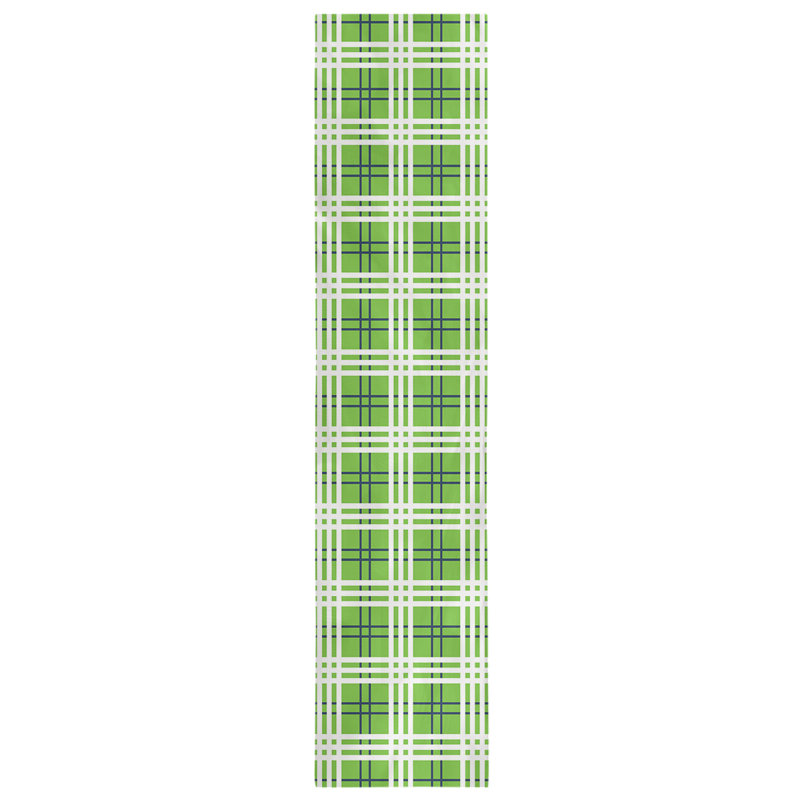 Paid Polyester Table Runner, Action Green/College Navy/White, 72" L x 16" W