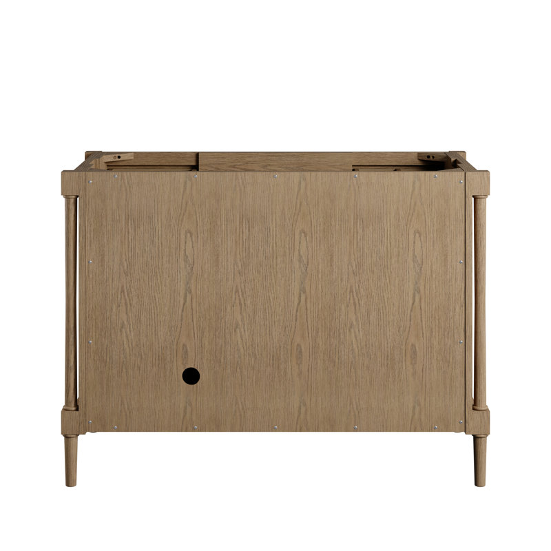 Kinnsden 48" W Single Vanity, Siberian Silestone, 8" Widespread, Weathered Oak