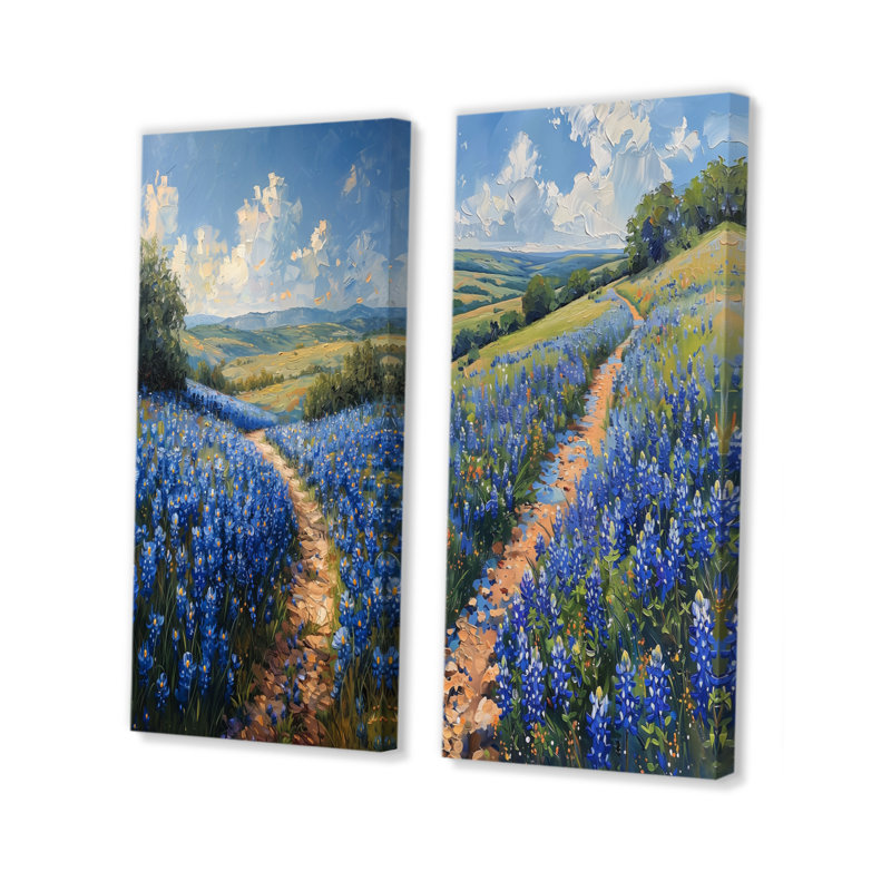 «Blue Bonnets Summer Blue», ensemble de 2 pièces bleues «Blue Bonnets Fields I», H 40 po x l 40 po, Ne s’applique pas