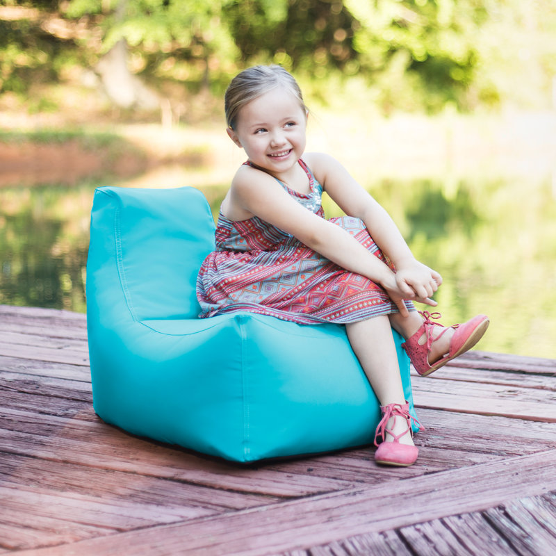 Juniper Jr Outdoor Kids Bean Bag Chair/ Childrens Garden Chair, Light Blue Sunbrella
