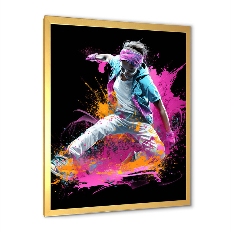 Urban Rhythms Breakdance Evolution II - Dance Wall Art, Gold Single Picture Framed, 32" H x 24" W x 1" D