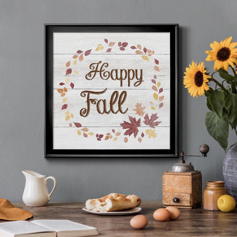 «Happy Fall», art textuel sur toile, Noir, H 17,5 po x l 17,5 po x P 1,5 po