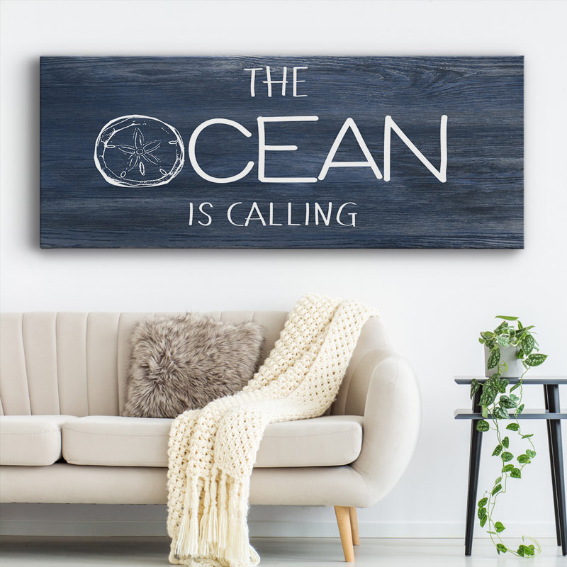«Ocean Calling On Canvas», art textuel, H 20 po x l 50 po x P 1,5 po