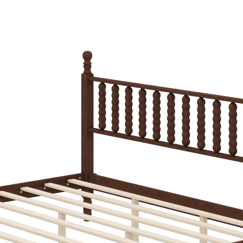 Lit plateforme en bois avec tête de lit style gourde, Très grand lit