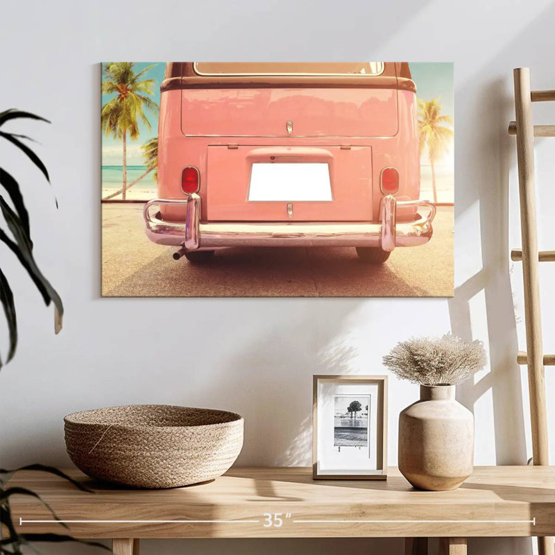 Mehar Beachside Pink Van, 8" H x 12" W