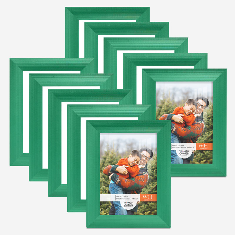 Ensemble de 10 cadres muraux en bois 10 pièces, 3 po x 5 po, Vert émeraude