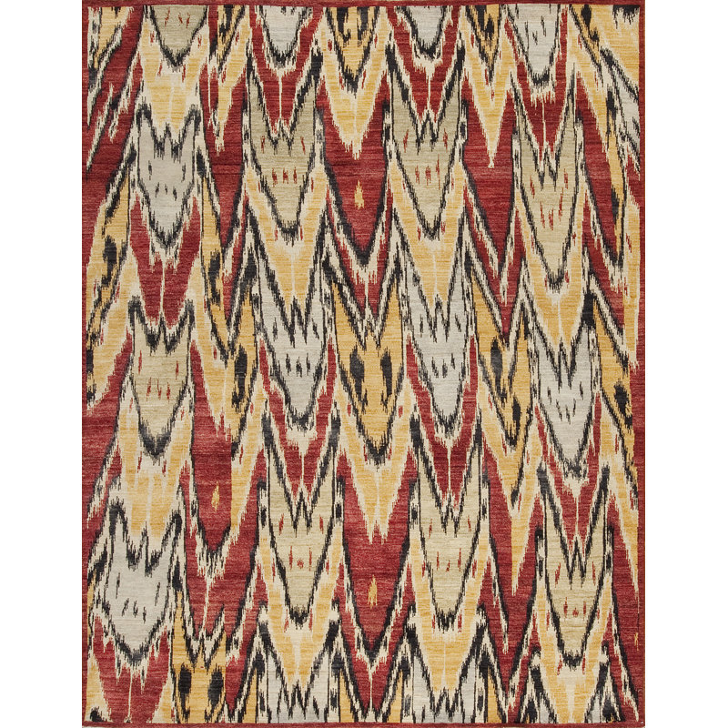 Jazz Hand Knotted Wool Area Rug in Brick