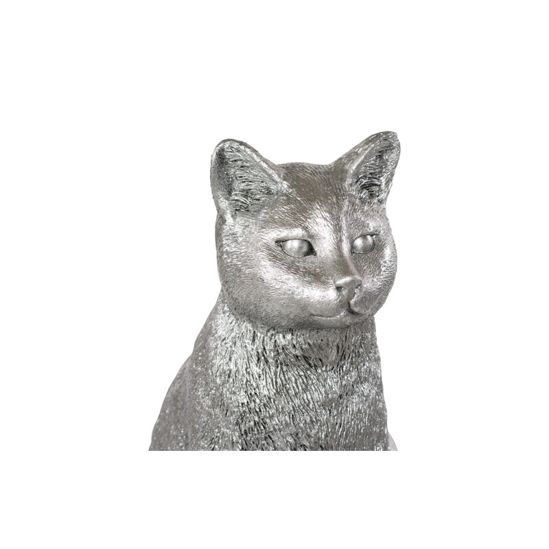 Sculpture de chat assis, bronze, Argent argent