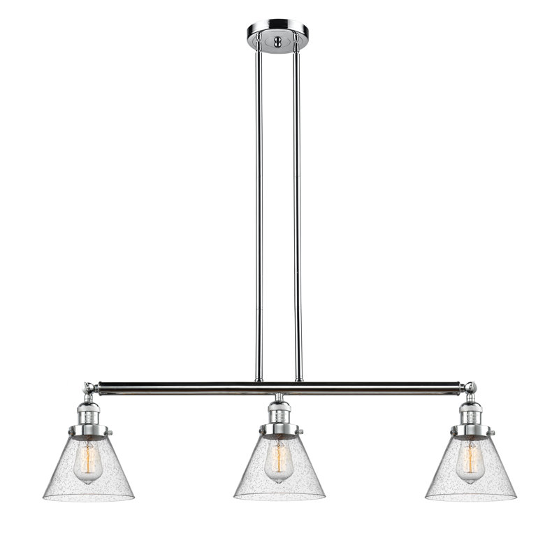 Luminaire suspendu linéaire à 3 lumières pour îlot de cuisine Shofner, Grainé, Ampoule DEL 6 watts Vinage
