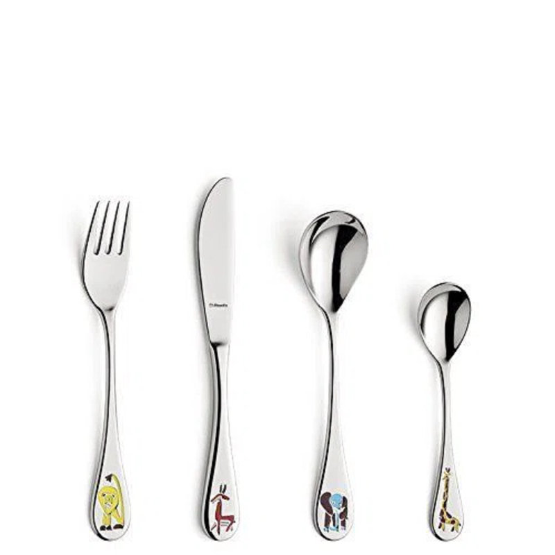 Amefa Stainless Steel Childrens Cutlery Set SAFARI 4 Piece 18/10 Stainless Steel