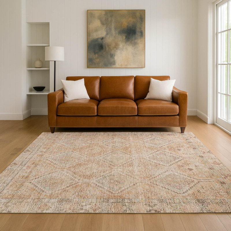Machine Washable Indoor/Outdoor Chantille ACN2727 Diamonds Rug, 9' x 12', Copper