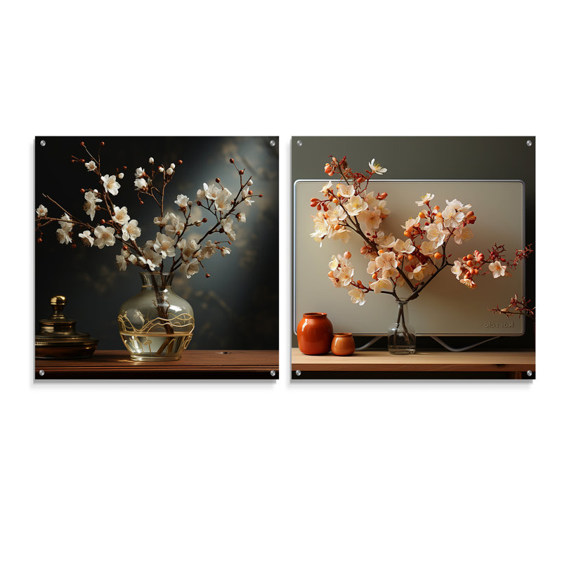 Ensemble de 2 vases orchidées en acrylique Nostalgia, H 16 po x l 33 po