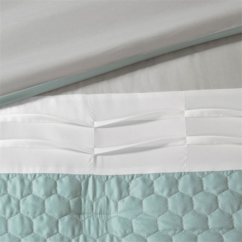 8 Piece Comforter Set Seafoam Grey, King Comforter + 4 Shams + 2 Pillows
