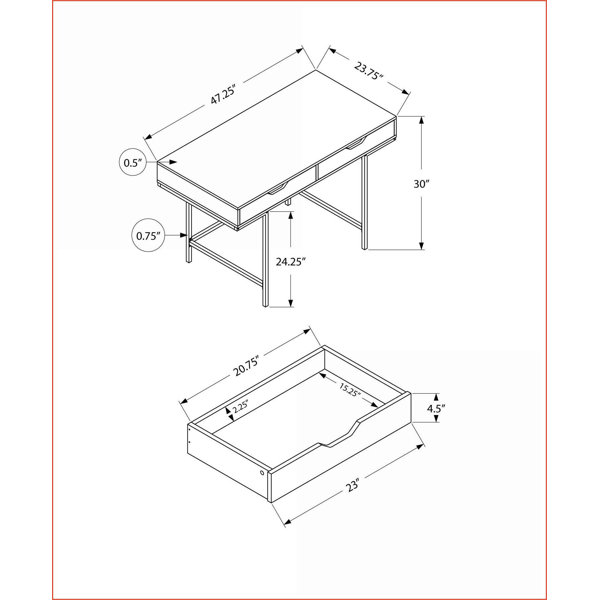 Latitude Run® Desks, 48”L Modern Home Office Computer Desk with Storage ...