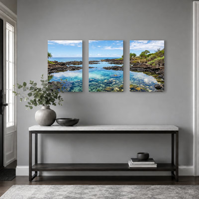 Ensemble de 3 tableaux sur toile représentant l'océan tropical, parfaits pour la décoration du salon, de la chambre ou de la maison.