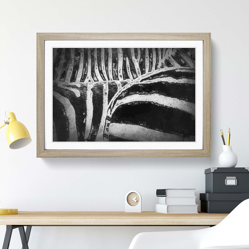 The Stripes of the Zebra in Abstract - Picture Frame Graphic Art Print, Oak, 50cm H x 76cm W x 2cm D