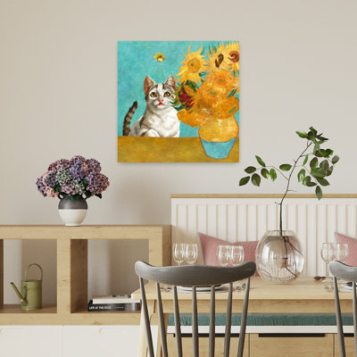 Contemporary Art Classic Abstract Contemporary Cat Sunflower Animal Summer Art