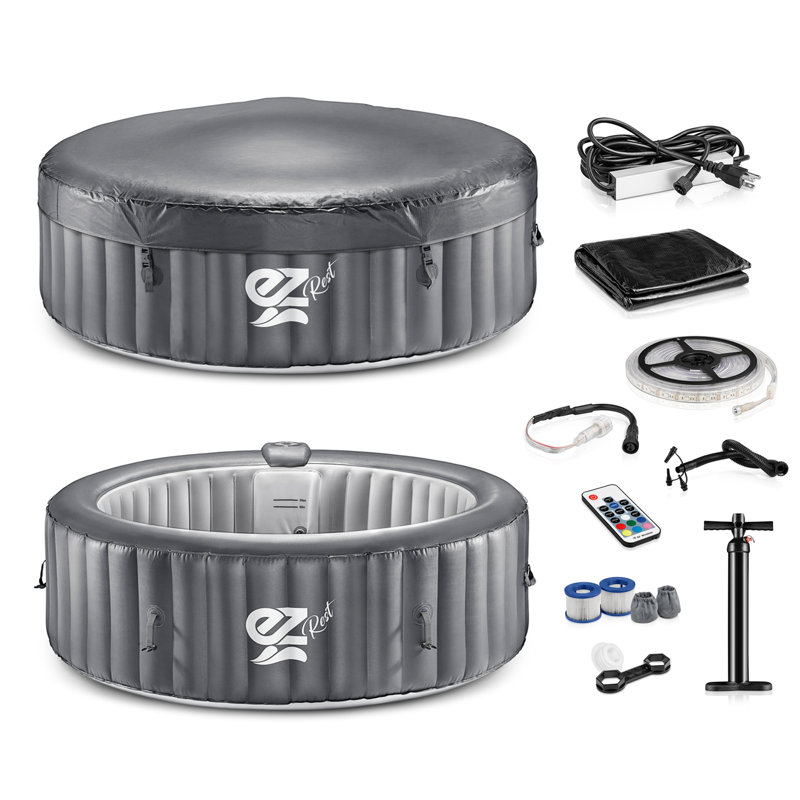 6-Seat Inflatable Pool Spa - Portable Hot Tub Spa with Light and Remote Control