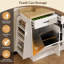 Buffet de rangement blanc multifonctionnel avec compartiment à poubelle, armoire à portes coulissantes et étagère à épices à 3 niveaux, table d'îlot polyvalente pour la cuisine et la salle à manger-1054367313