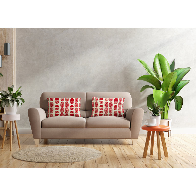 Polyester / Mélange de polyester Housse de coussin rectangulaire intérieure / extérieure lombaire et insert, Rouge