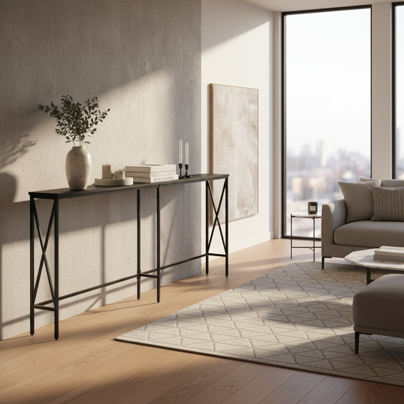 Console 70,9 "avec rangement, canapé industriel avec structure en métal