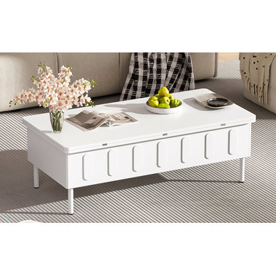 Lift-Top Coffee Table With 2 Drawers, Modern Space Saving Center Table With Foldable Top, Multi-Functional Adjustable Coffee Table With Hidden Storage Compartment For Living Room