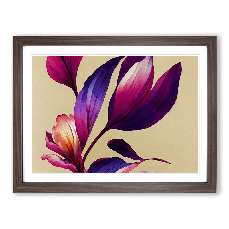 Fanciful Flowers 1 Piece Single Picture Frame Wall Art, 46cm H x 64cm W x 2cm D, Walnut Framed