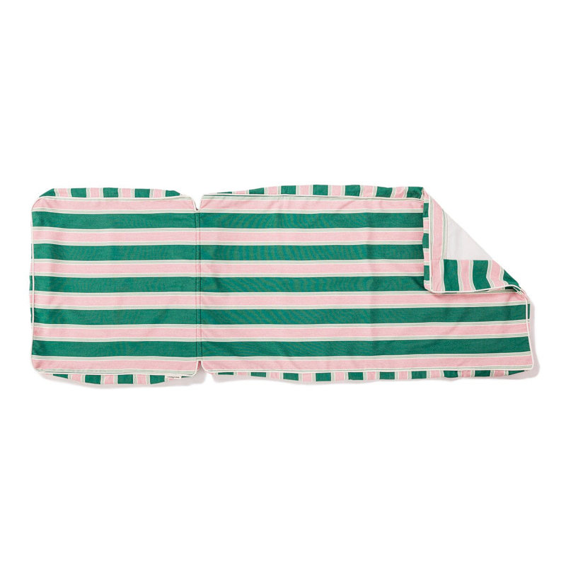 Sun Lounger Slip Cover, Green/Pink Striped Acrylic, 1" H x 26.3" W x 74.8" D