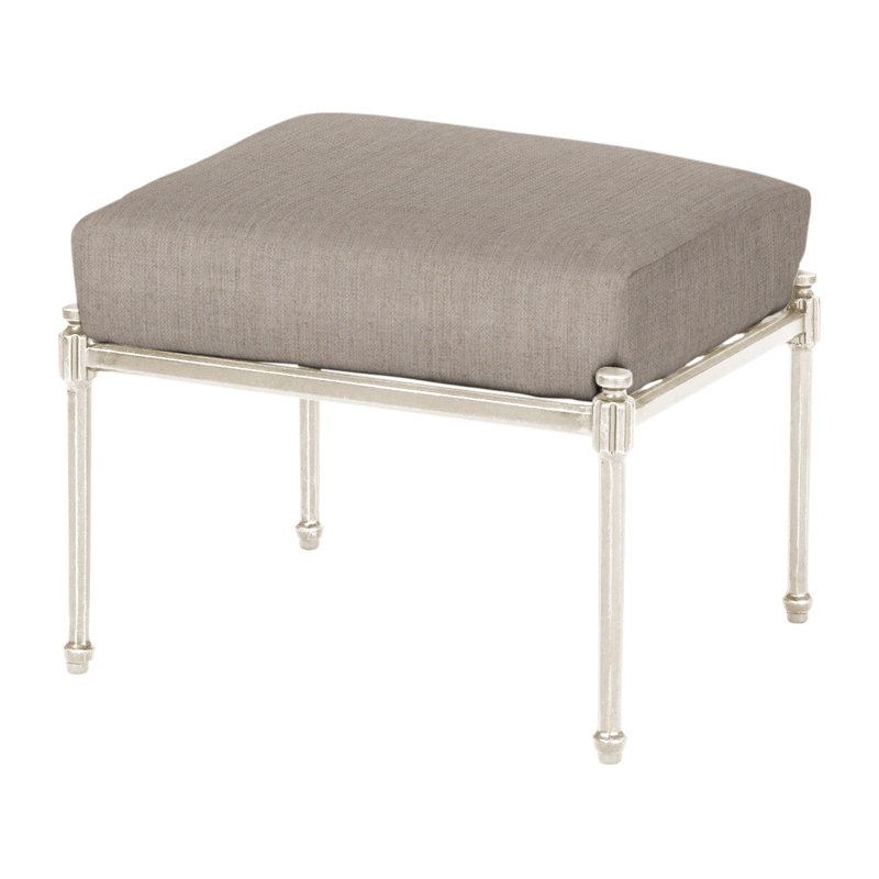 Morro Bay Outdoor Ottoman, Cast Ash Sunbrella® Plainweave, Midnight Gold