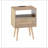 Rattan End Table With Drawer And Solid Wood Legs, Nightstand For Storage And Charging, Easy Assembly-1318840013