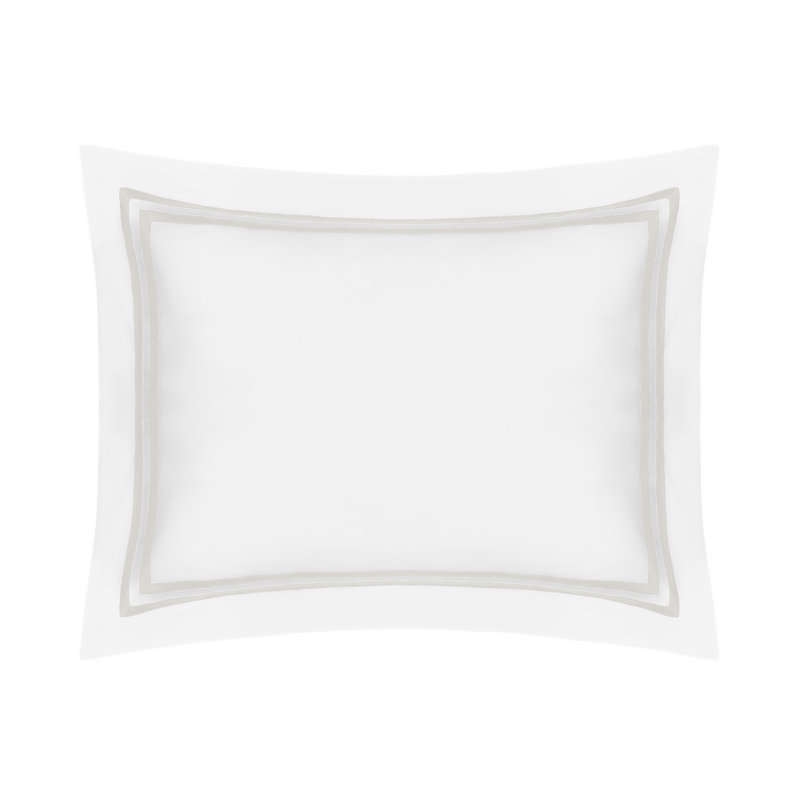 Ribbons 100% Cotton Sham, White/Oyster, Euro