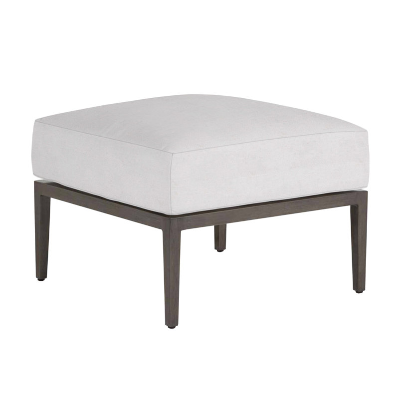 Santa Barbara Ottoman with Cushion, No Welt, Linen Snow